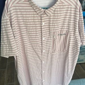 Columbia Men's Striped Pink / Mauve Shirt XXL Omni-Shade